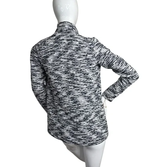 Vince Camuto Navy grey White Waterfall draped Front Long Sleeve jacket Sweater S - Picture 7 of 15